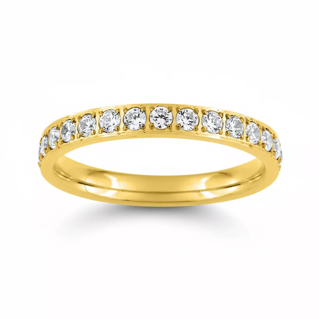 Bague Acier Doré Fionnuala Cristal Blanc - Bague en Acier - Bijoux en Vogue