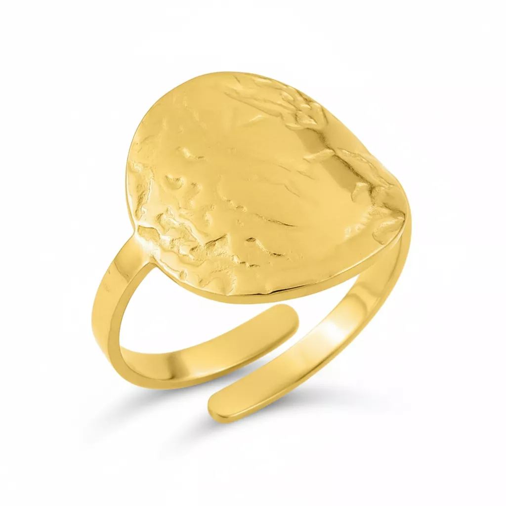 Bague Acier Doré Framie - Bague en Acier - Bijoux en Vogue