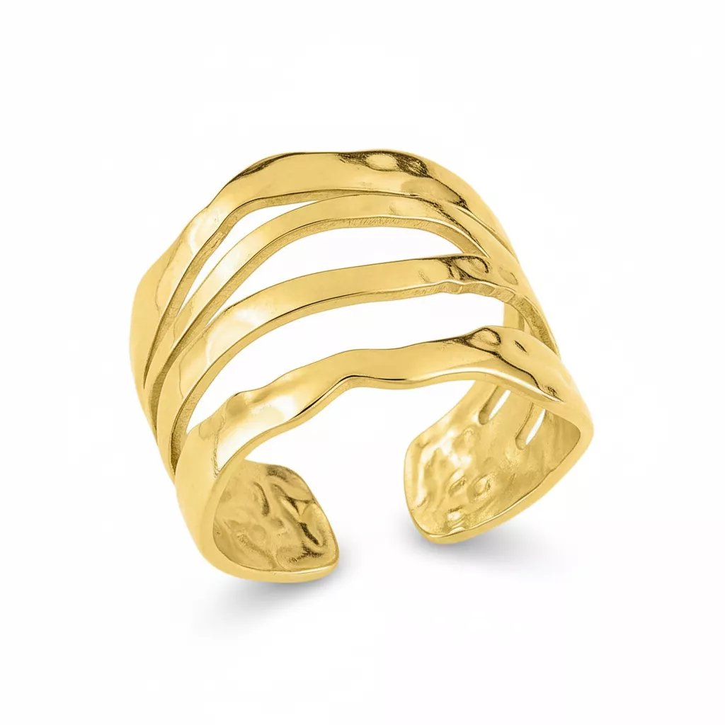Bague Acier Doré Fernade - Bague en Acier - Bijoux en Vogue