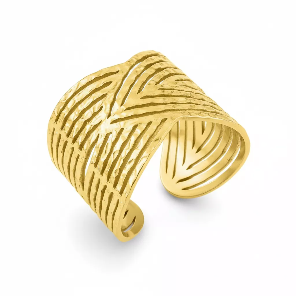 Bague Acier Doré Beverlly - Bague en Acier - Bijoux en Vogue