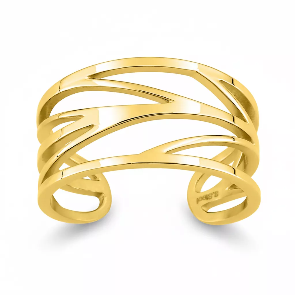 Bague Acier Doré Hellena - Bague en Acier - Bijoux en Vogue