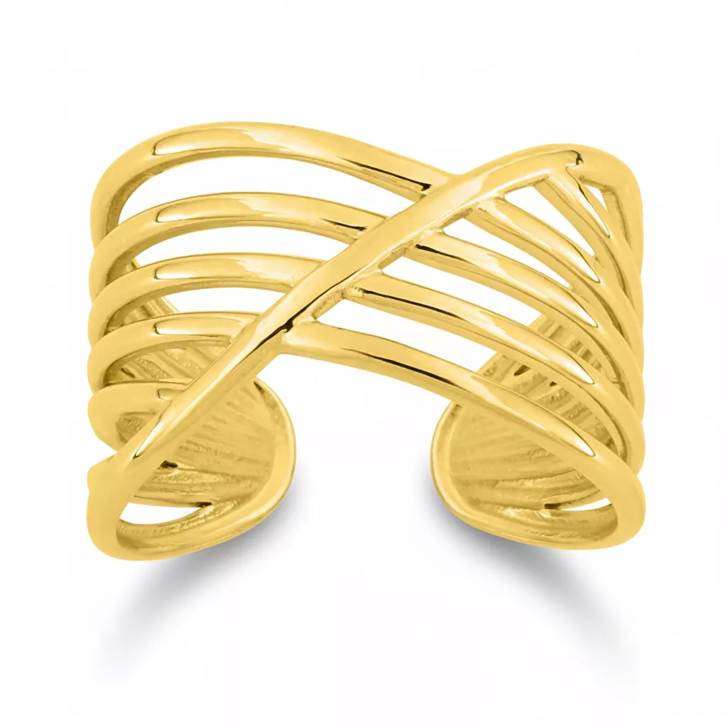 Bague Acier Doré Teramana - Bague en Acier - Bijoux en Vogue