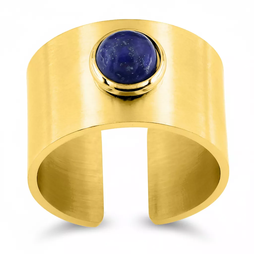 Bague Acier Doré Polyanna Lapis Lazuli - Bague en Acier - Bijoux en Vogue