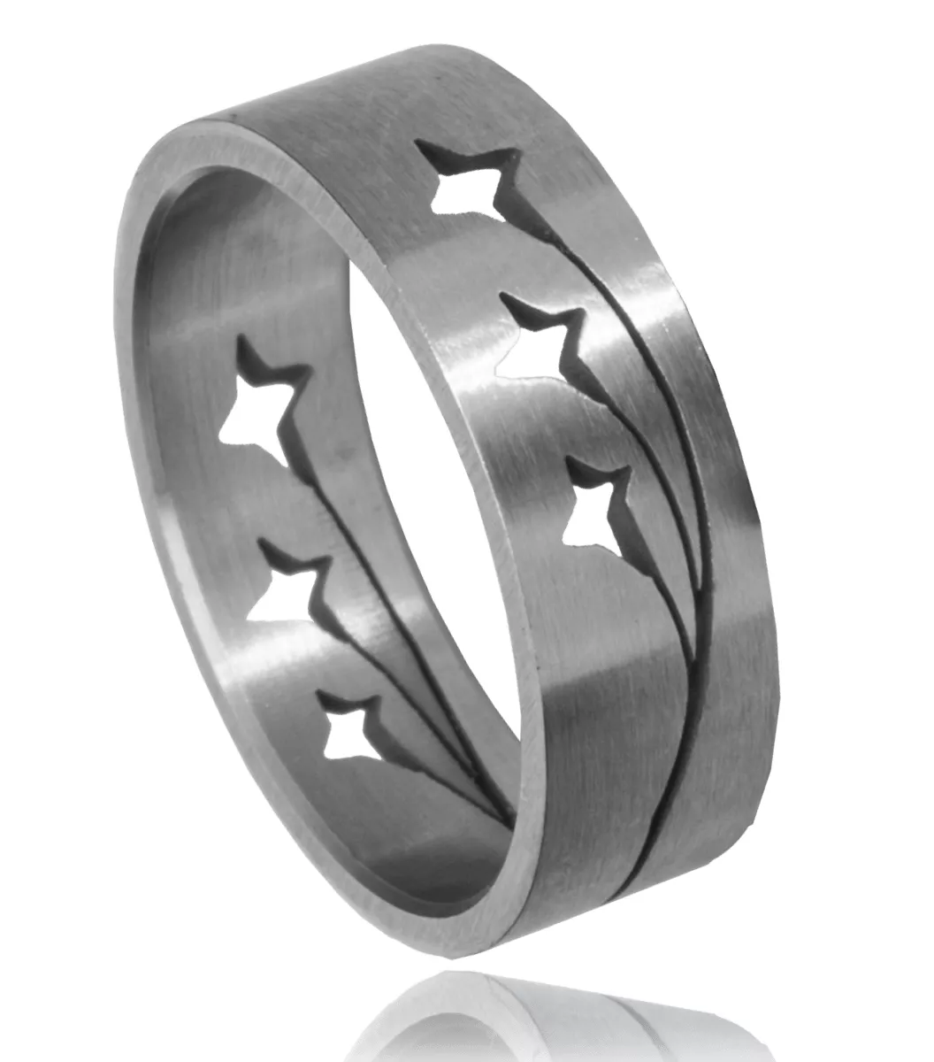 Bague homme incrustée étoiles Denano filantes - Bague en Acier - Bijoux en Vogue