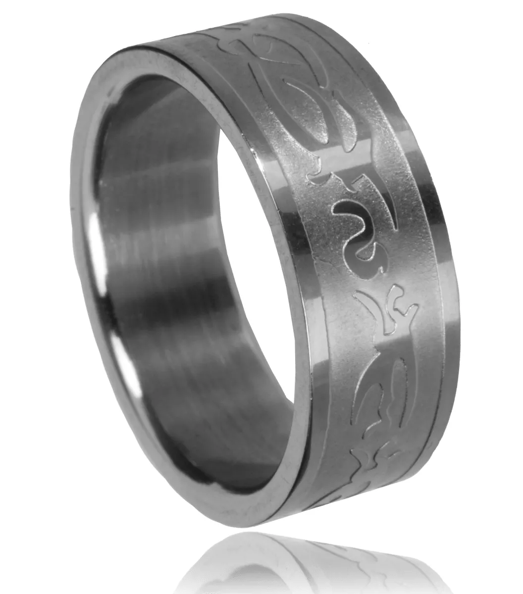 Bague homme acier tribal Elmrick 17 - Bague en Acier - Bijoux en Vogue