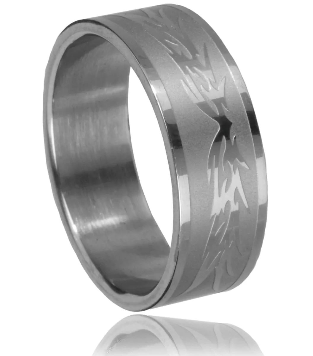 Bague homme acier tribal Hainco 18 - Bague en Acier - Bijoux en Vogue