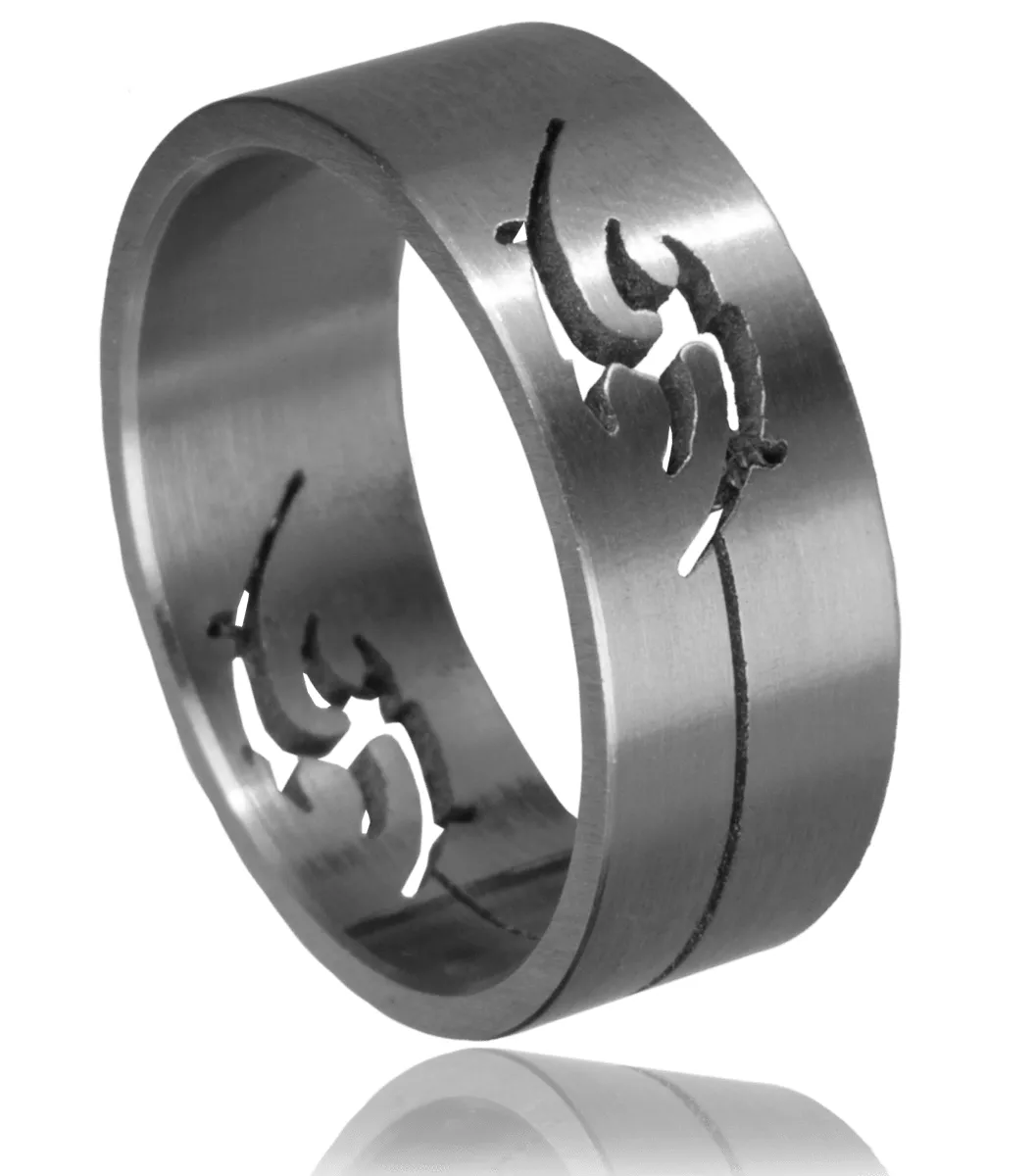 Bague homme incrustée tribal Elypzio 2 - Bague en Acier - Bijoux en Vogue