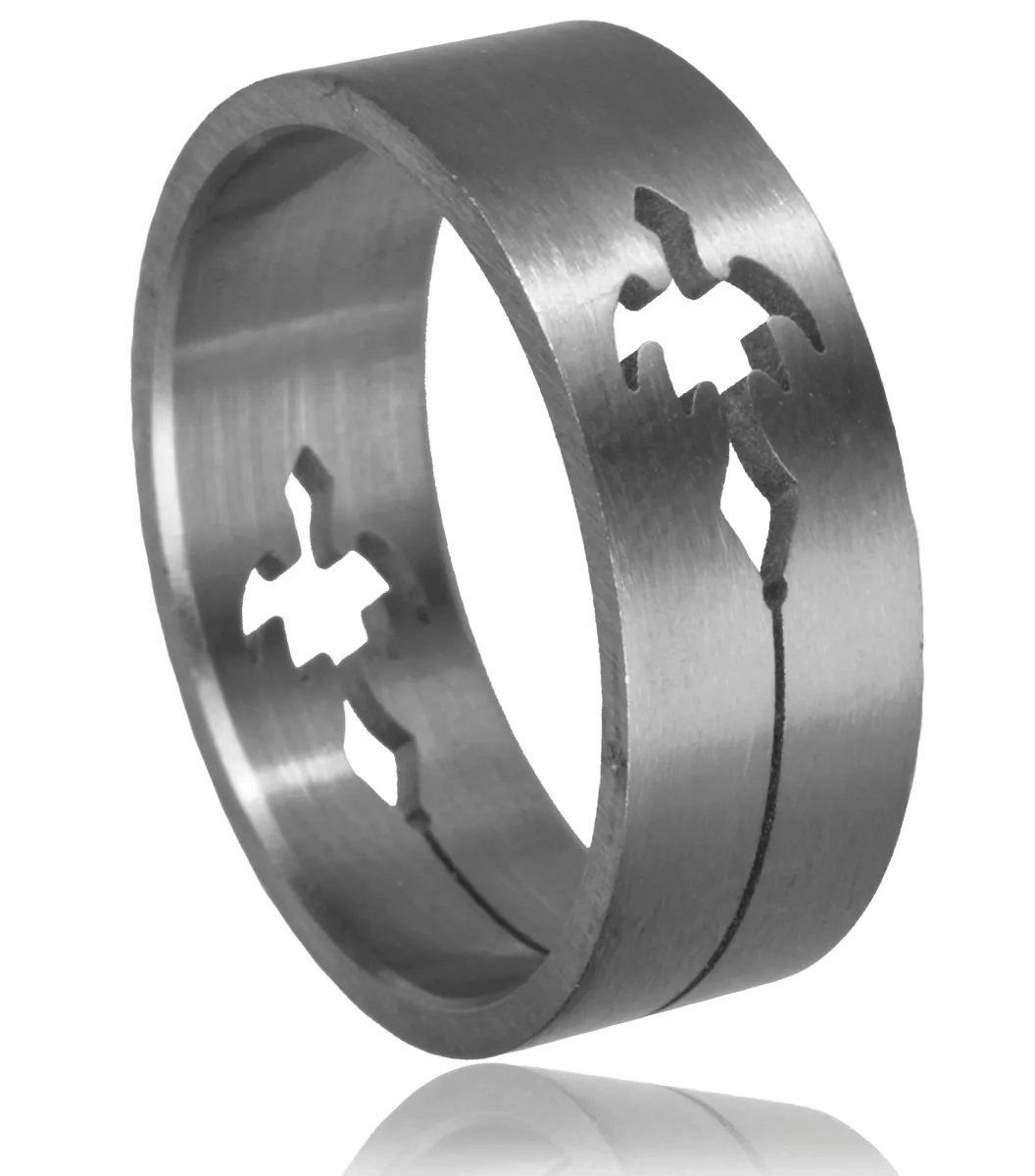 Bague homme incrustée tribal Myrko 4 - Bague en Acier - Bijoux en Vogue