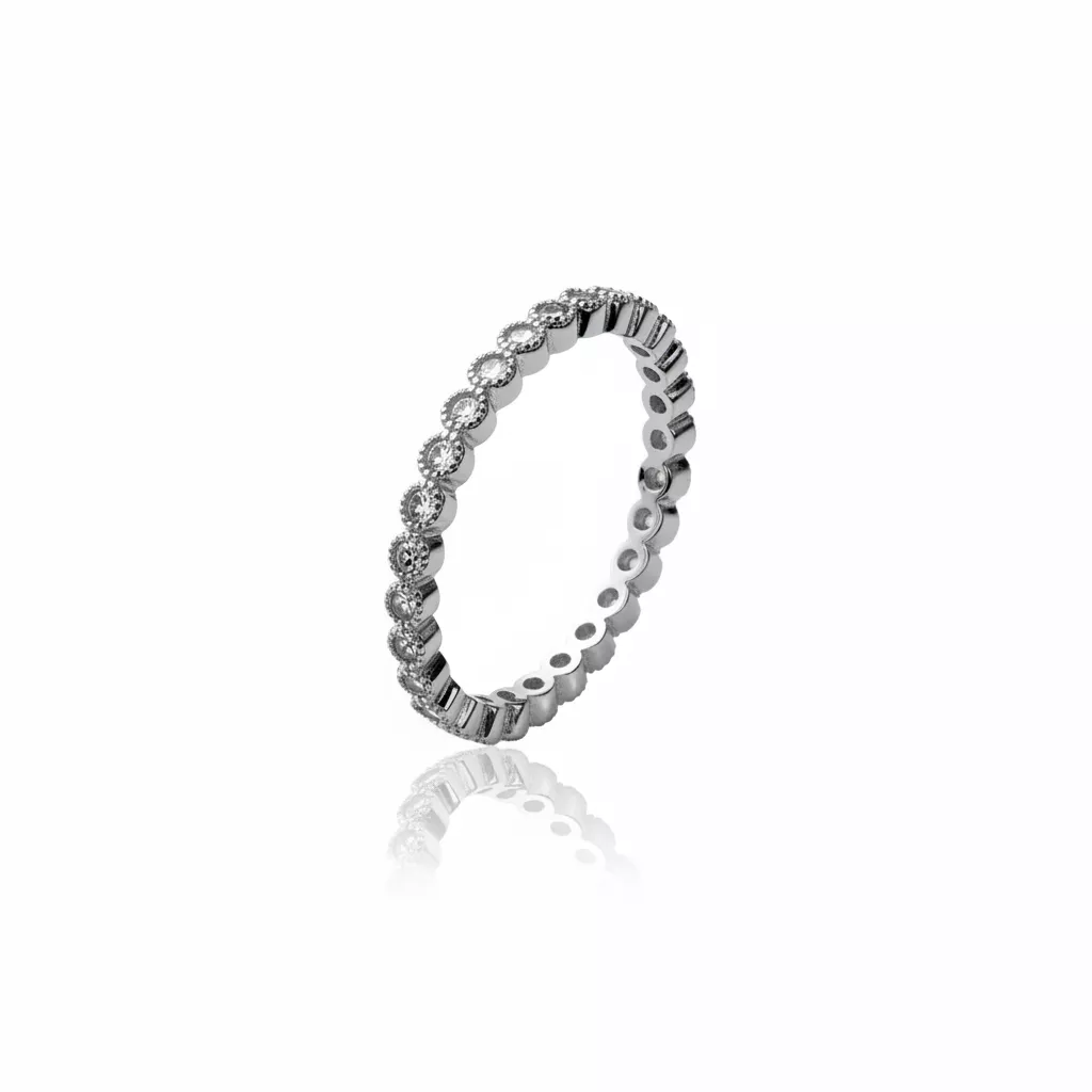 Alliance Argent Minerva Zirconium Joaillerie Stacking - Bague en Argent 925