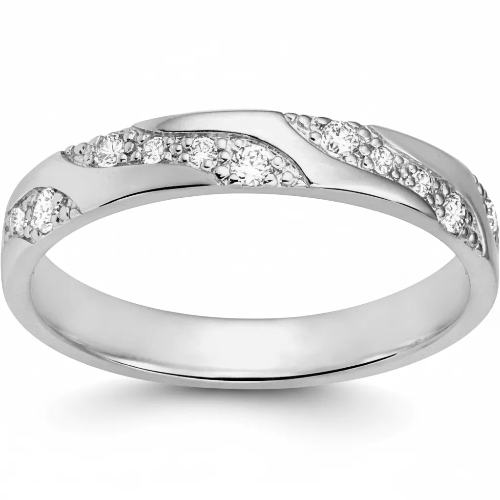 Alliance Or Blanc Keanie Diamant - Bague en Or 375 9k