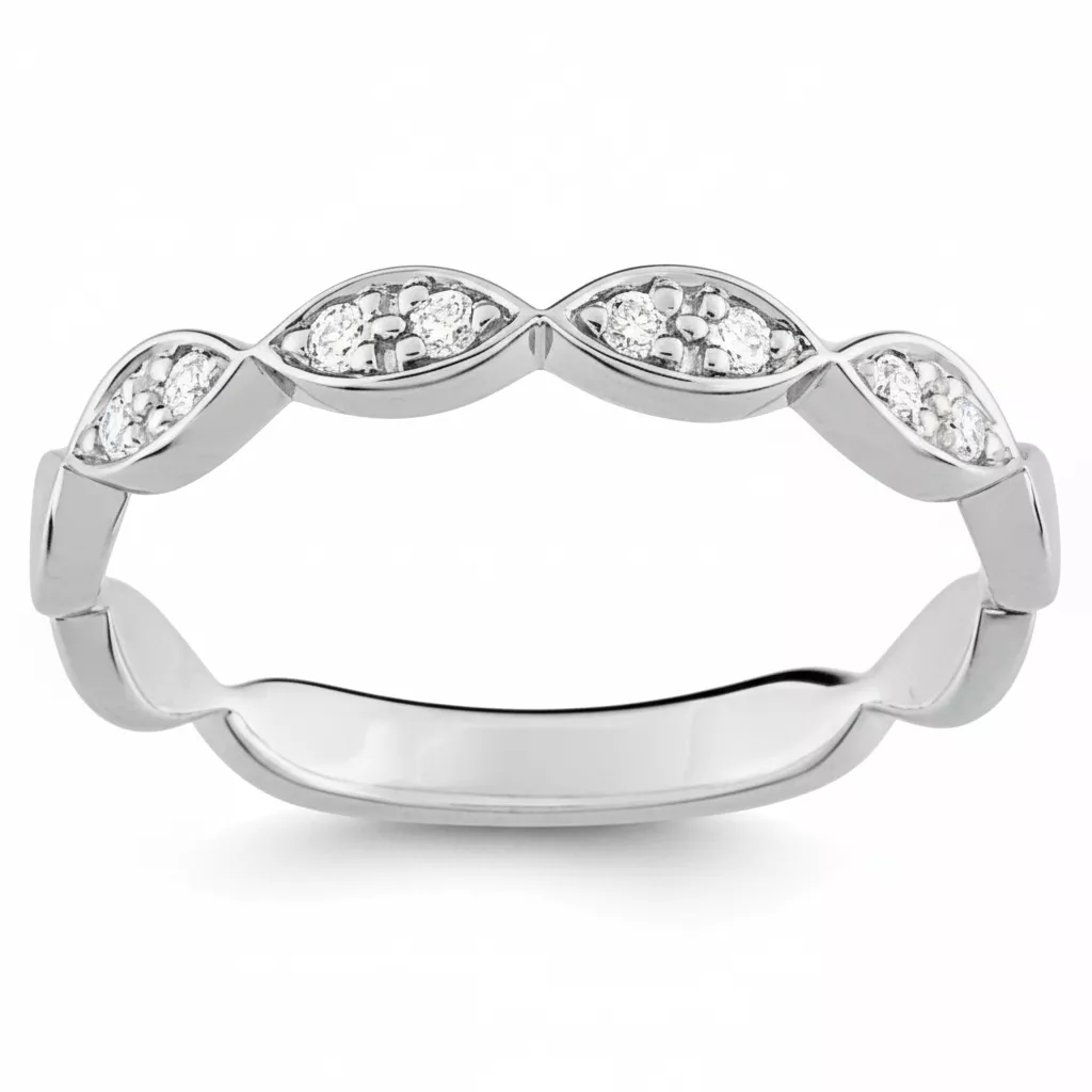 Alliance Or Blanc Firminie Diamant - Bague en Or 375 9k