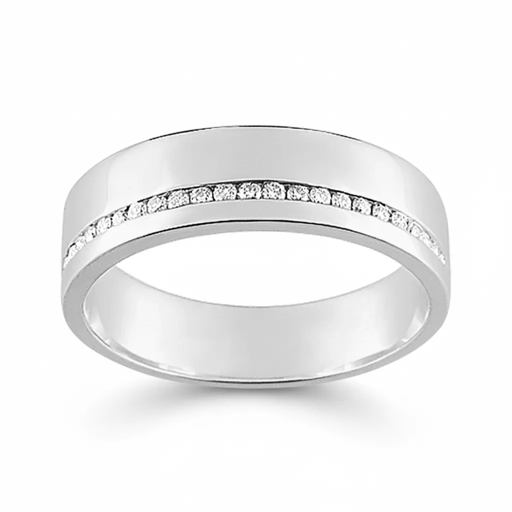 Alliance Or Blanc Goria Diamant - Bague en Or 375 9k