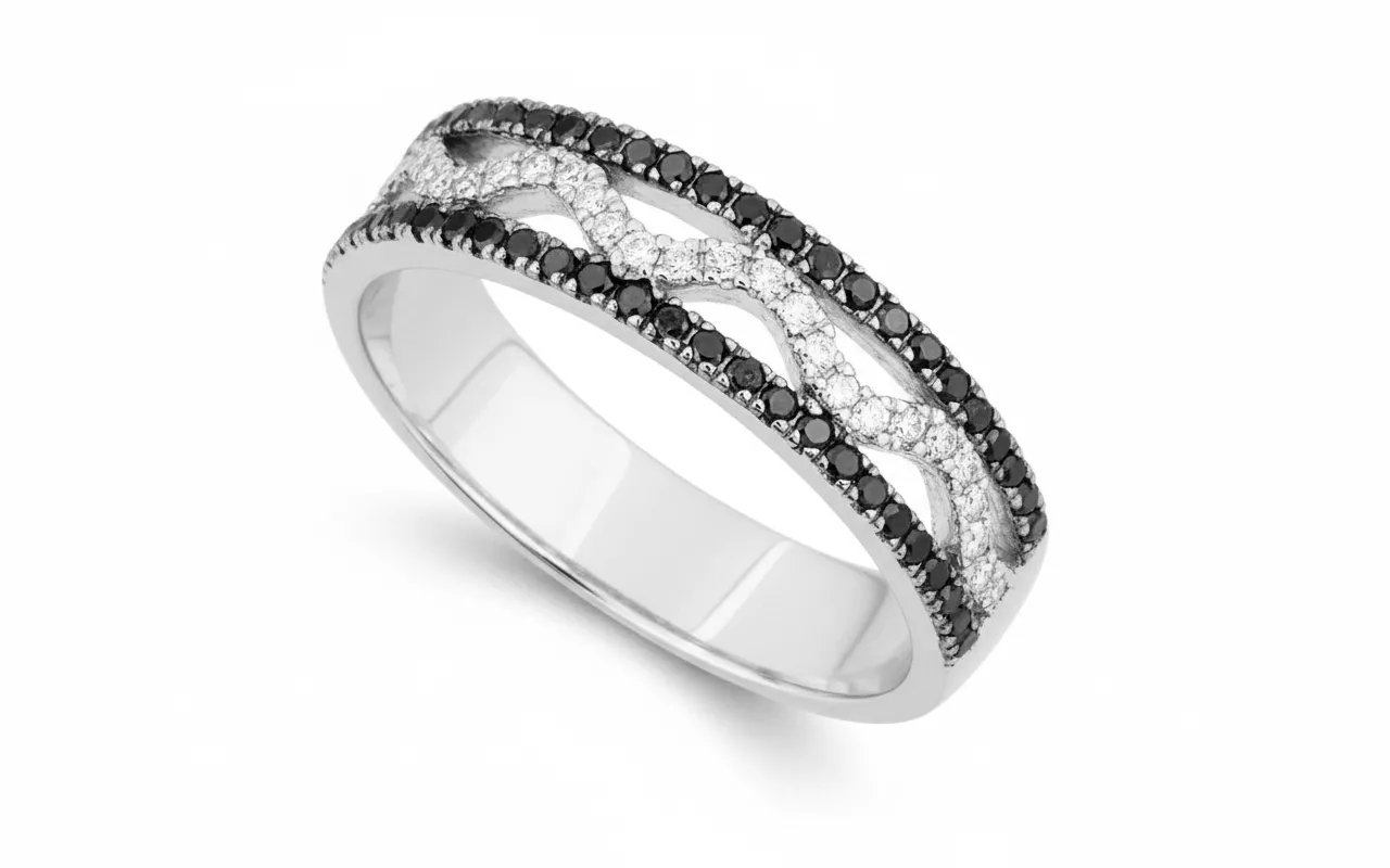 Alliance Or Blanc Visinthira Diamant - Bague en Or 375 9k