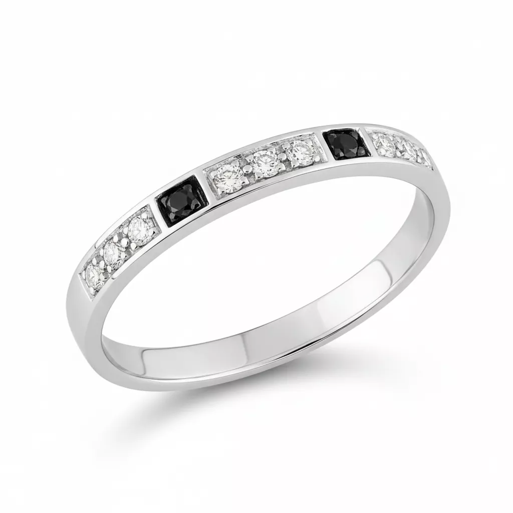 Alliance Or Blanc Glodette Diamant - Bague en Or 375 9k
