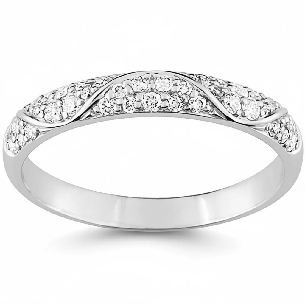 Alliance Or Blanc Beance Diamant - Bague en Or 375 9k