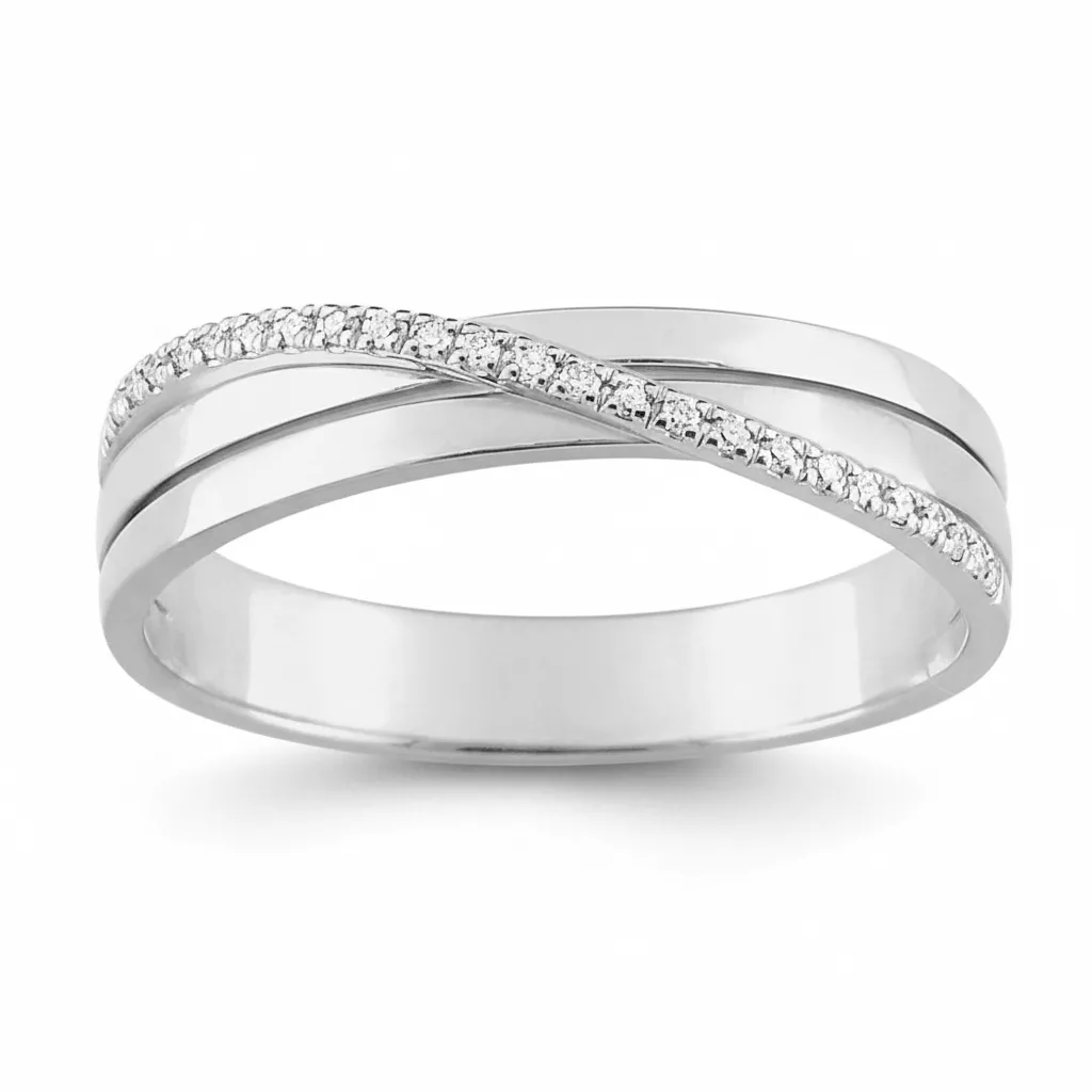 Alliance Or Blanc Faadia Diamant - Bague en Or 375 9k