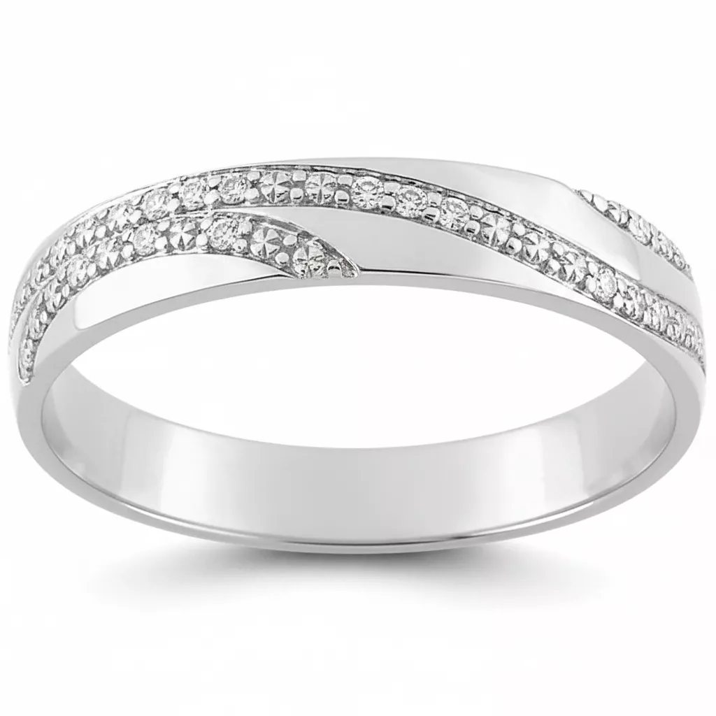 Alliance Or Blanc Sarmeca Diamant - Bague en Or 375 9k