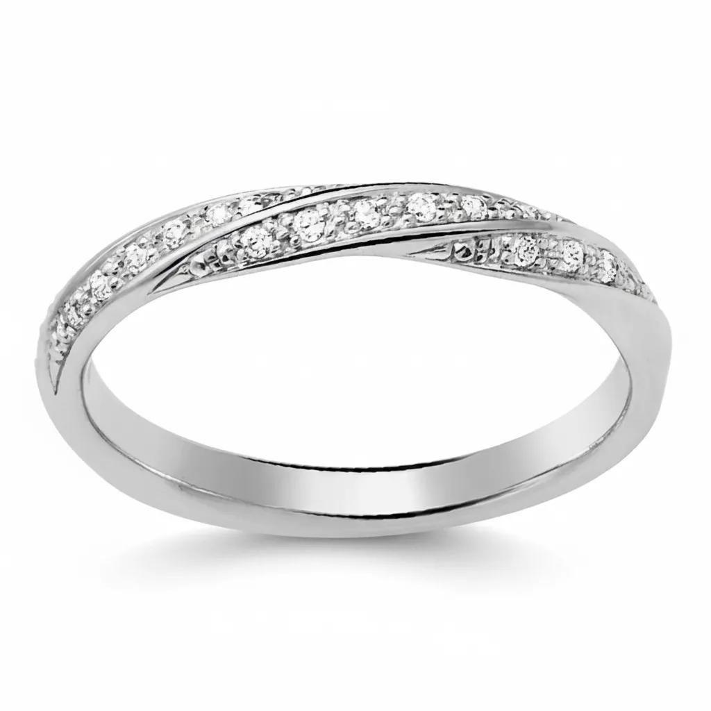 Alliance Or Blanc Gledis Diamant - Bague en Or 375 9k
