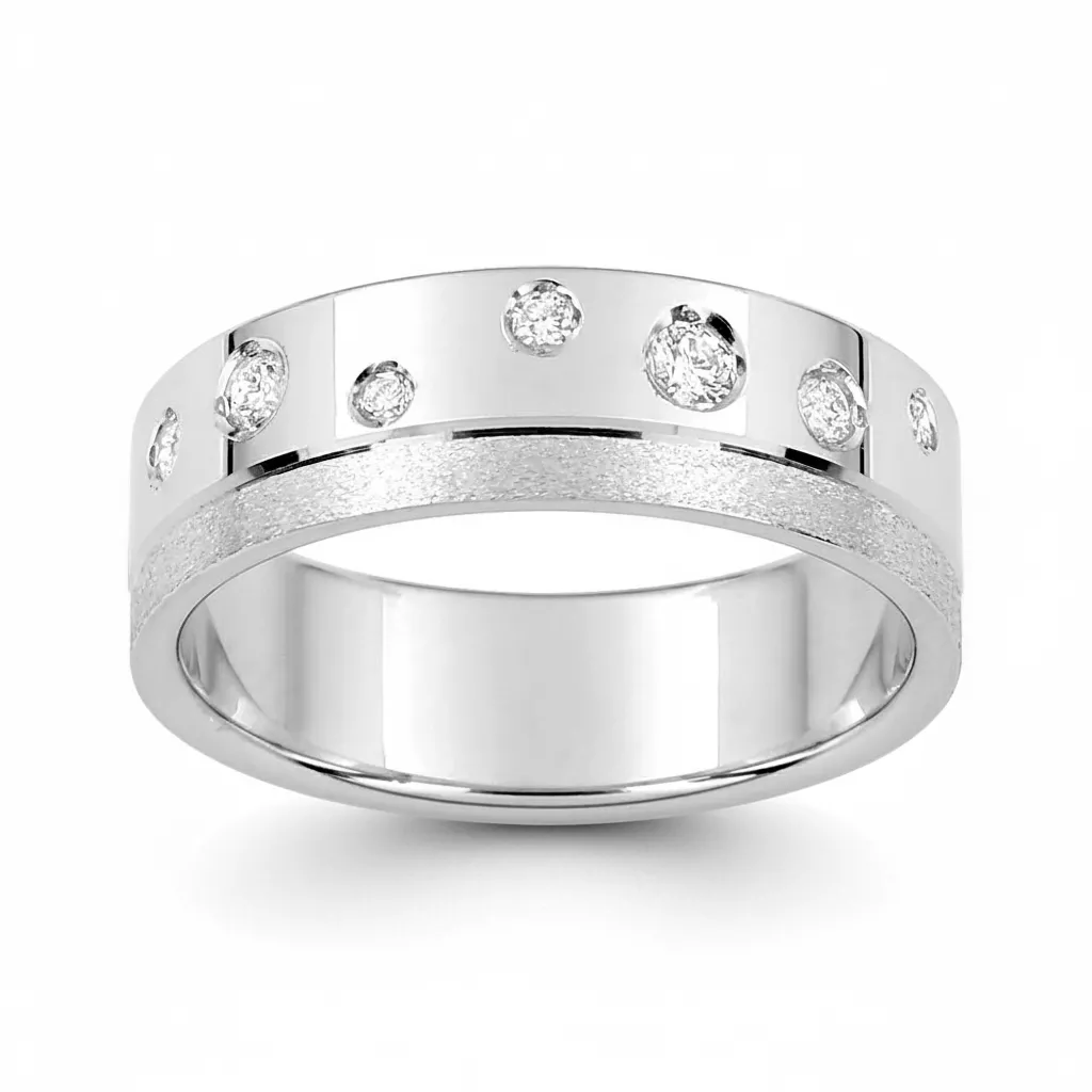 Alliance Or Blanc Polikseniya Diamant - Bague en Or 375 9k