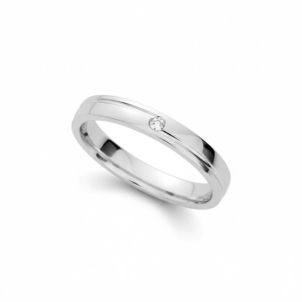 Alliance Or Blanc Tipra Diamant - Bague en Or 375 9k