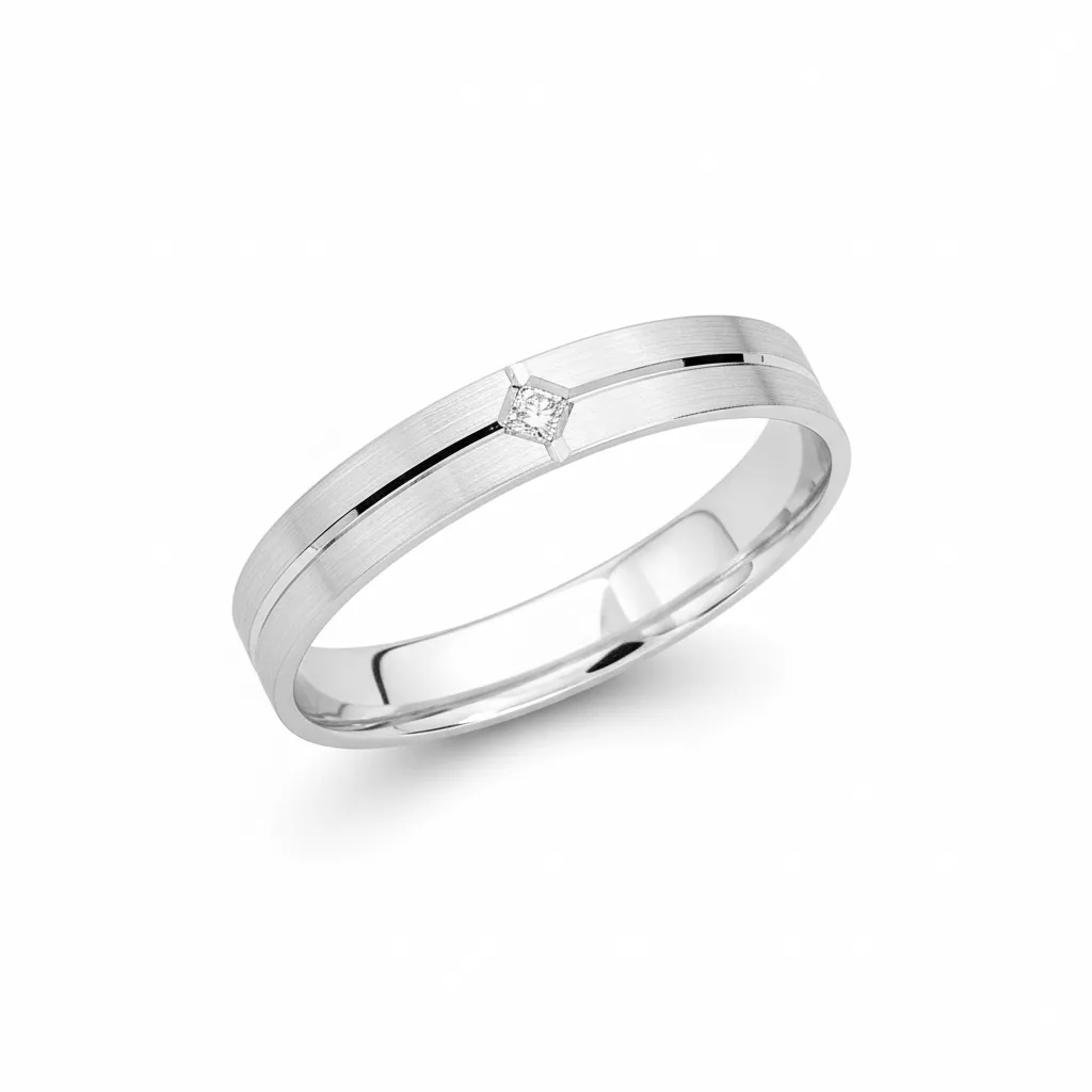 Alliance Or Blanc Khayereddine Diamant - Bague en Or 375 9k - Bijoux en Vogue