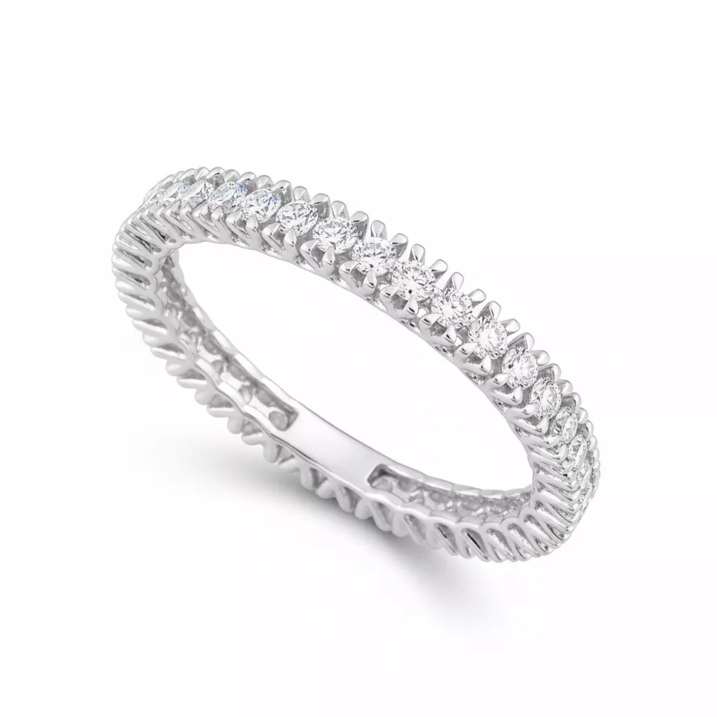 Alliance Or Blanc Mouhdine Diamant - Bague en Or 375 9k - Bijoux en Vogue