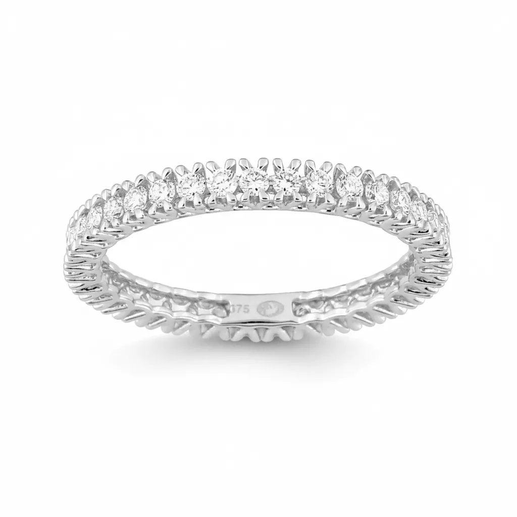Alliance Or Blanc Appolinia Diamant - Bague en Or 375 9k - Bijoux en Vogue