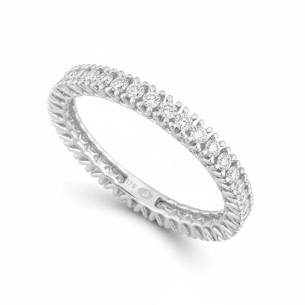 Alliance Or Blanc Tetahunga Diamant - Bague en Or 375 9k - Bijoux en Vogue