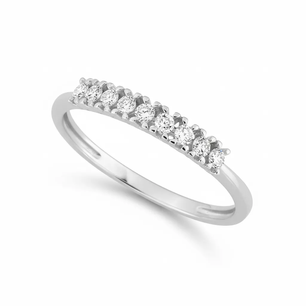 Alliance Or Blanc Abbygaelle Diamant - Bague en Or 375 9k - Bijoux en Vogue
