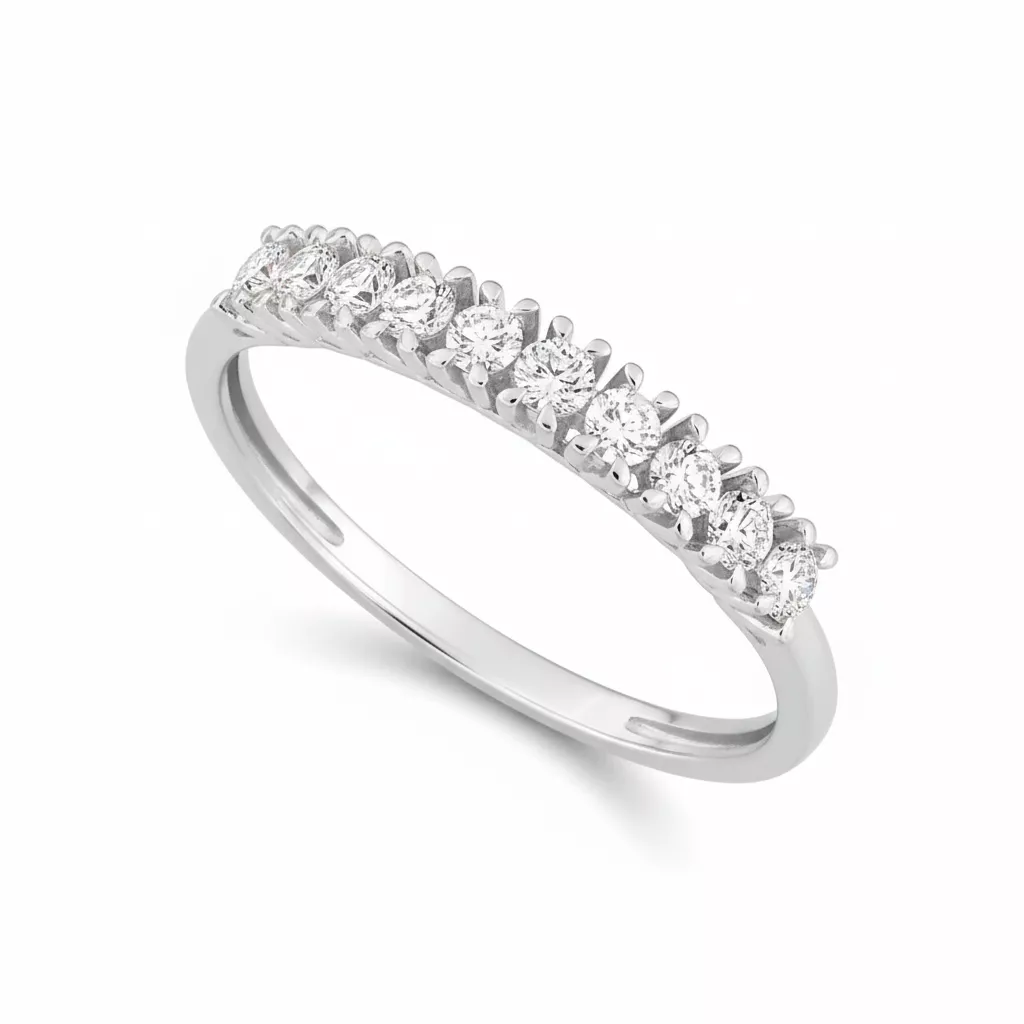 Alliance Or Blanc Aaricia Diamant - Bague en Or 375 9k - Bijoux en Vogue