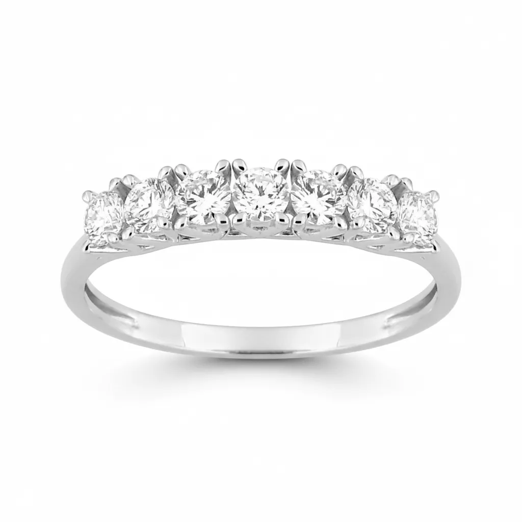 Alliance Or Blanc Kheima Diamant - Bague en Or 375 9k - Bijoux en Vogue