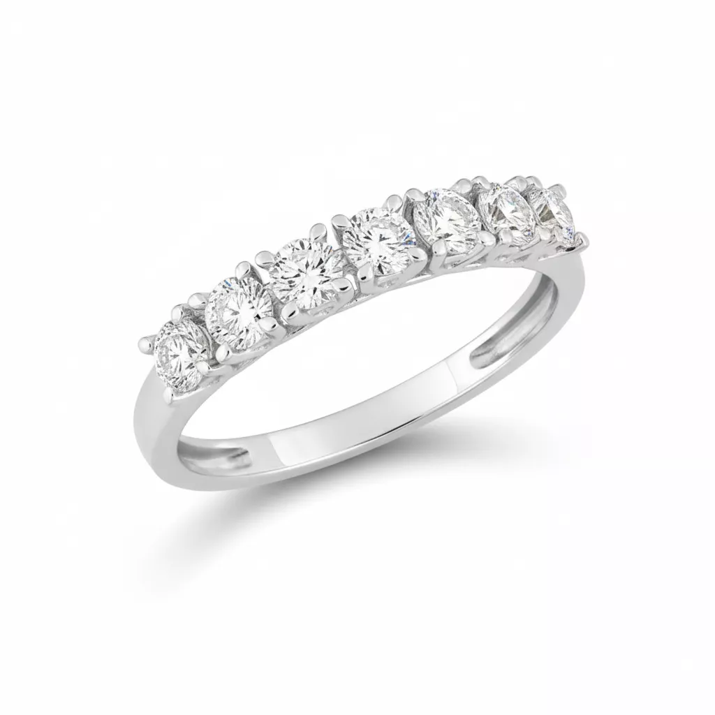 Alliance Or Blanc Mariagrazia Diamant - Bague en Or 375 9k - Bijoux en Vogue