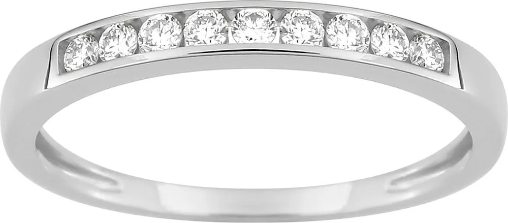 Alliance Or Blanc Badroonnessa Diamant - Bague en Or 375 9k - Bijoux en Vogue