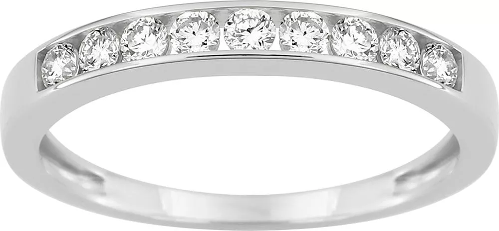 Alliance Or Blanc Dumaine Diamant - Bague en Or 375 9k - Bijoux en Vogue
