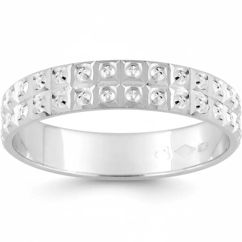 Alliance Or Blanc Djihene - Bague en Or 375 9k