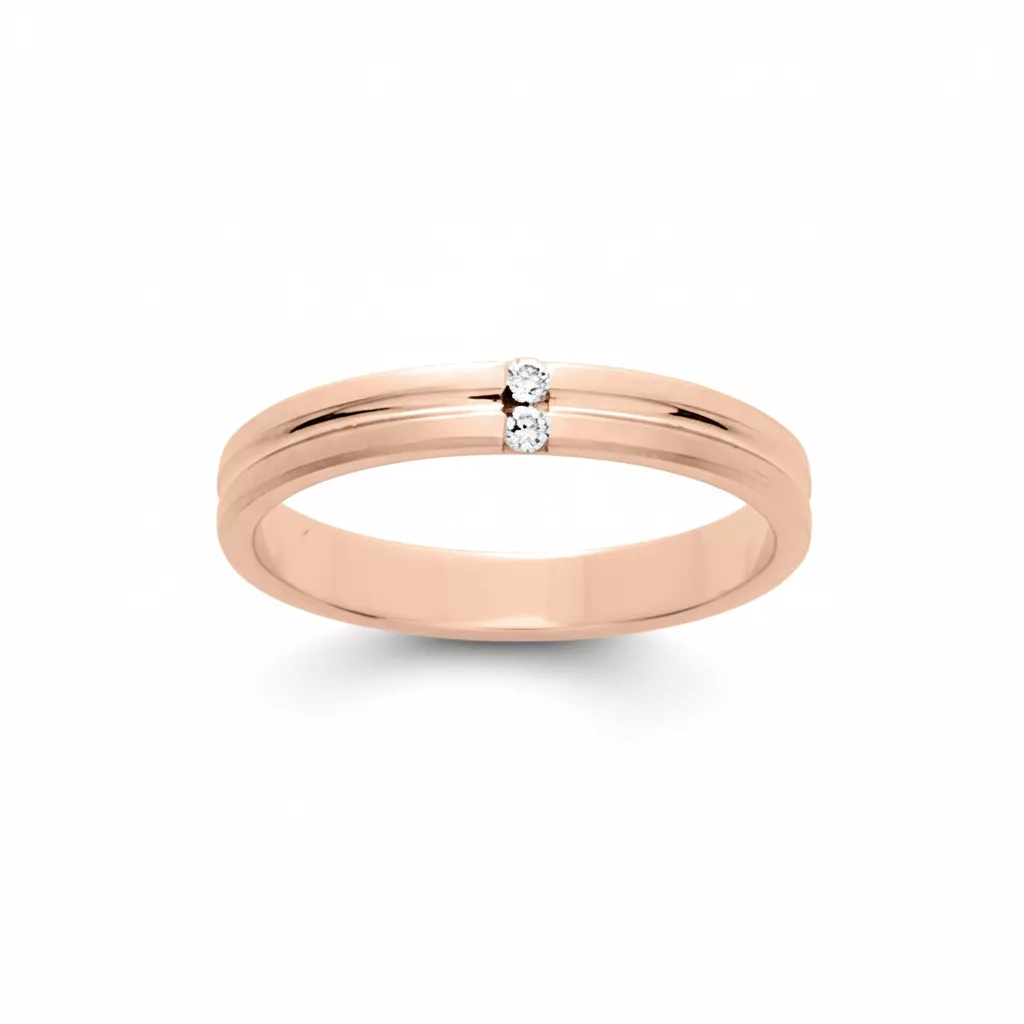 Alliance Or Rose Mance Diamant - Bague en Or 375 9k - Bijoux en Vogue
