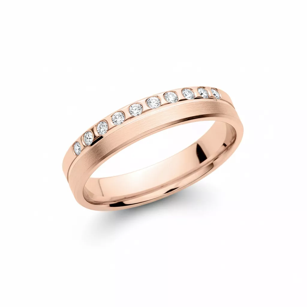 Alliance Or Rose Miksa Diamant - Bague en Or 375 9k - Bijoux en Vogue