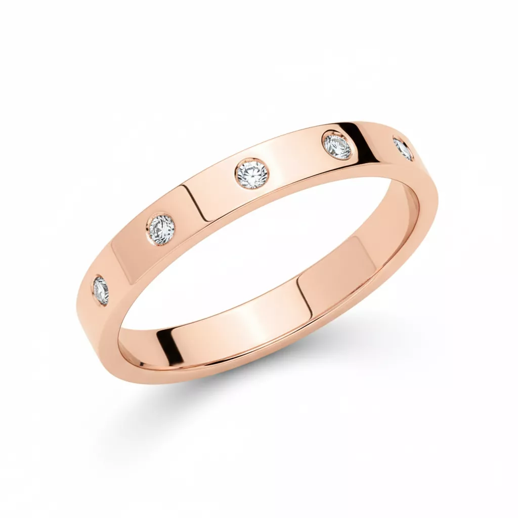 Alliance Or Rose Bejia Diamant - Bague en Or 375 9k - Bijoux en Vogue