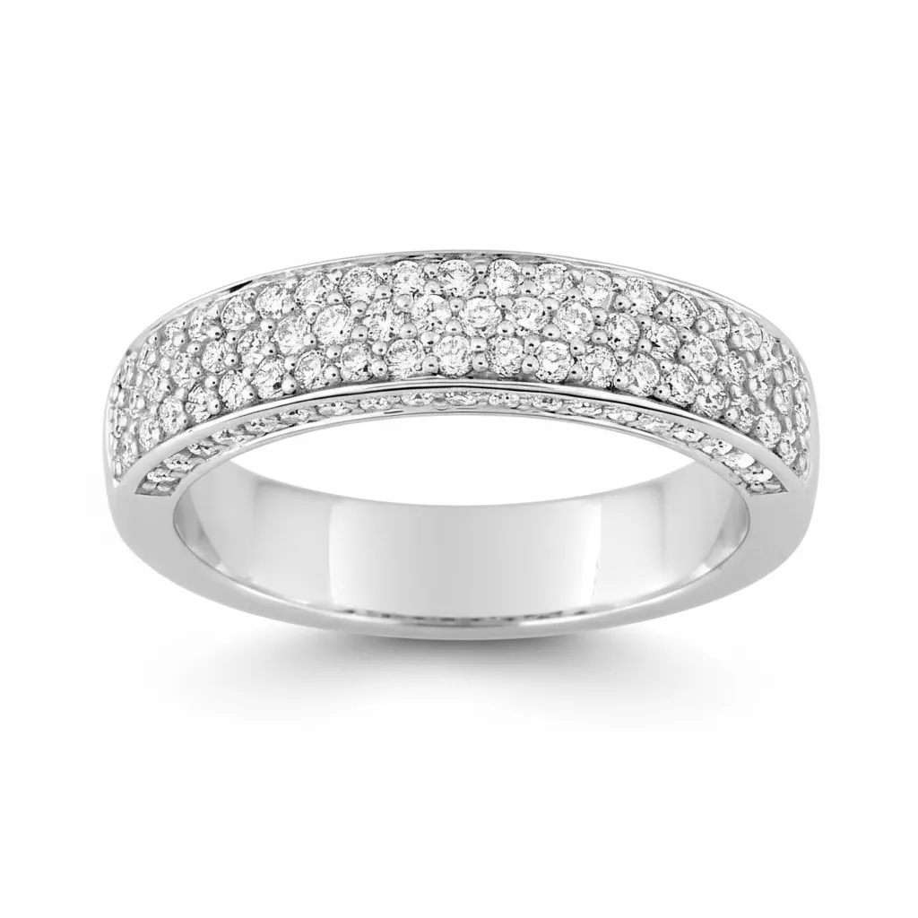 Alliance Or Blanc Walquiria Diamant - Bague en Or 750 18k