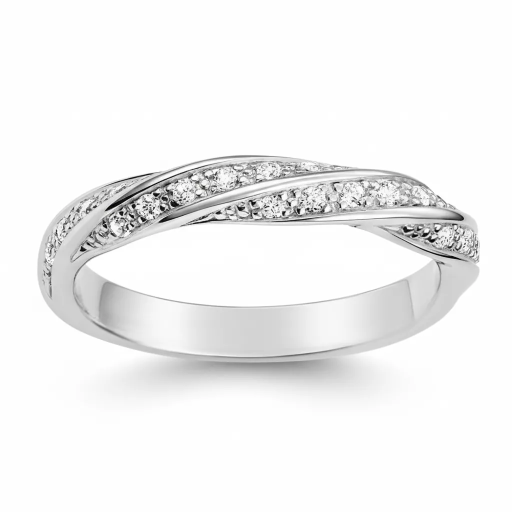Alliance Or Blanc Claudenice Diamant - Bague en Or 750 18k