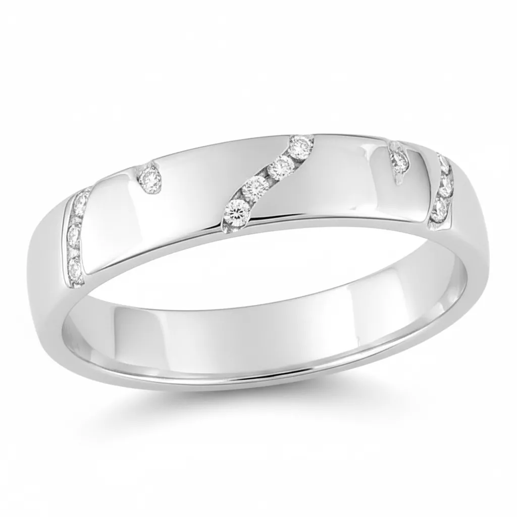 Alliance Or Blanc Theotise Diamant - Bague en Or 750 18k