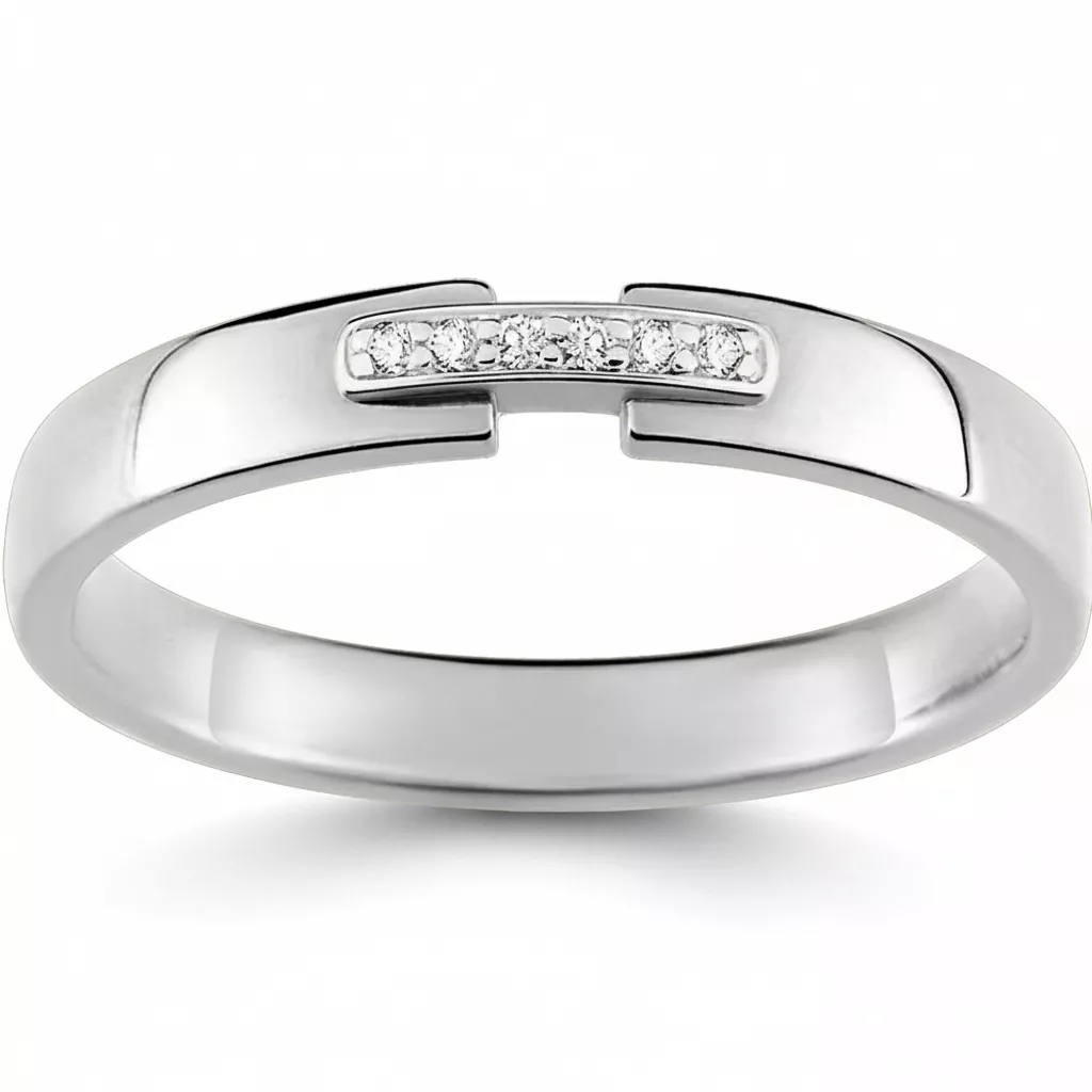 Alliance Or Blanc Kissaka Diamant - Bague en Or 750 18k