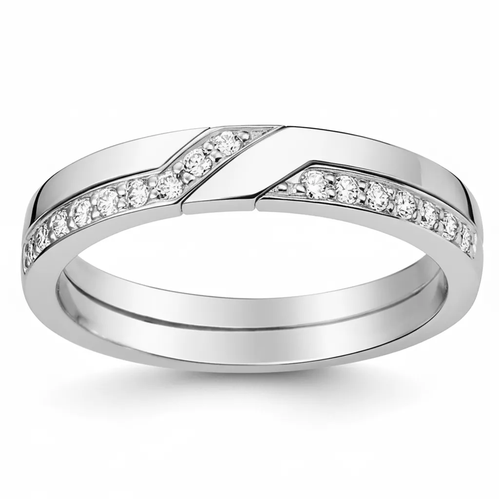 Alliance Or Blanc Coronada Diamant - Bague en Or 750 18k