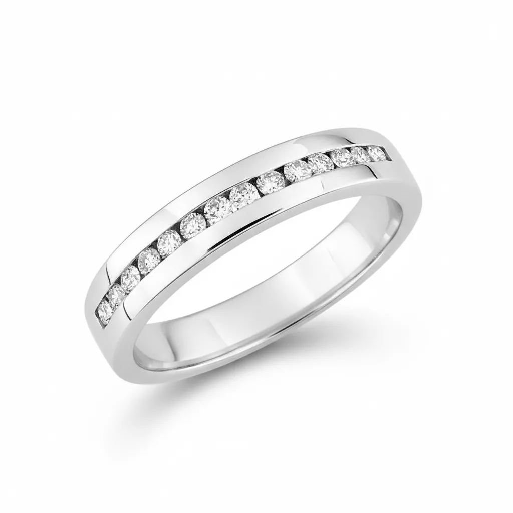 Alliance Or Blanc Wassyla Diamant - Bague en Or 750 18k