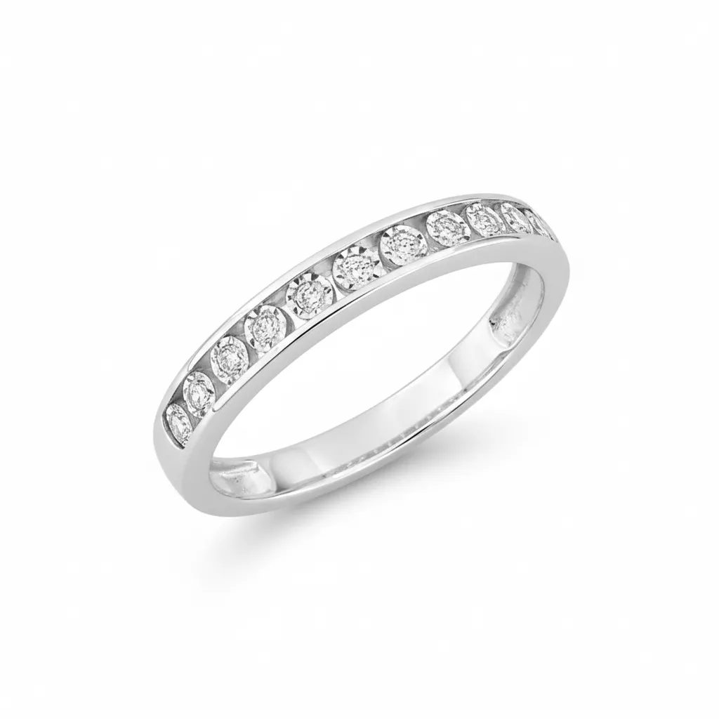Alliance Or Blanc Ljilijana Diamant - Bague en Or 750 18k - Bijoux en Vogue