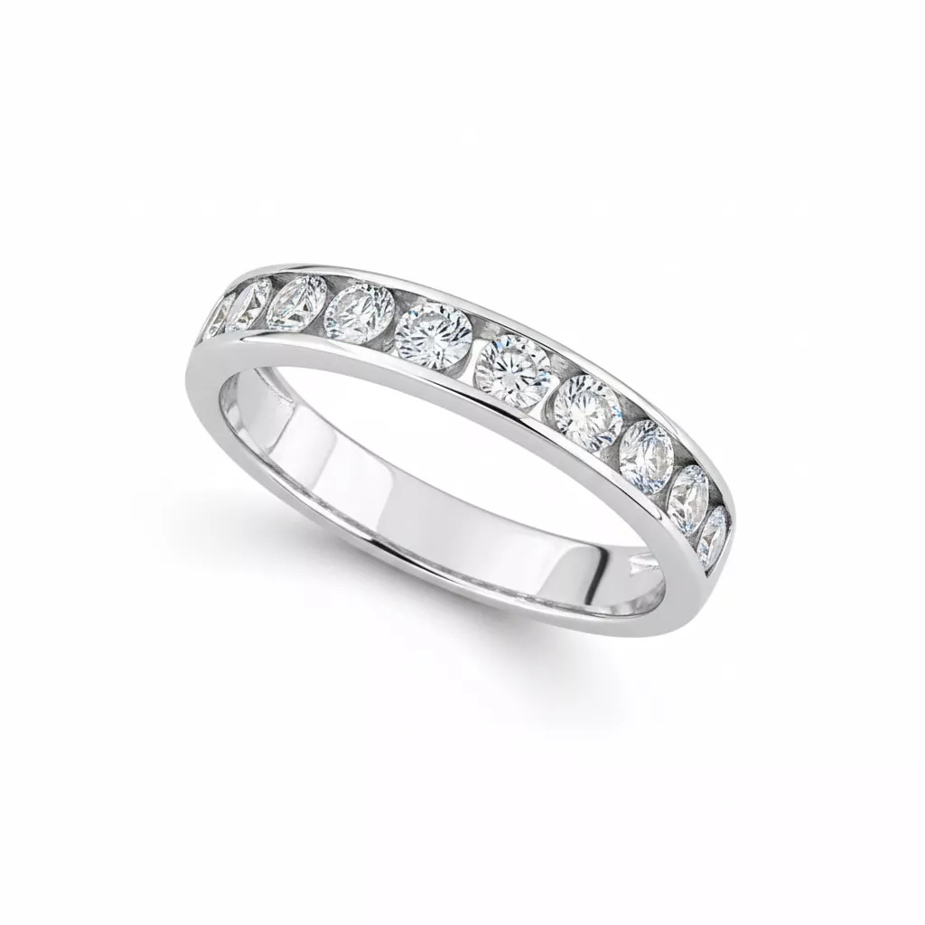 Alliance Or Blanc Lemia Diamant - Bague en Or 750 18k - Bijoux en Vogue