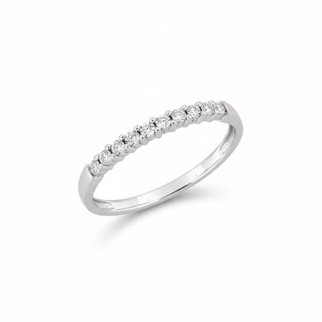 Alliance Or Blanc Frajda Diamant - Bague en Or 750 18k - Bijoux en Vogue