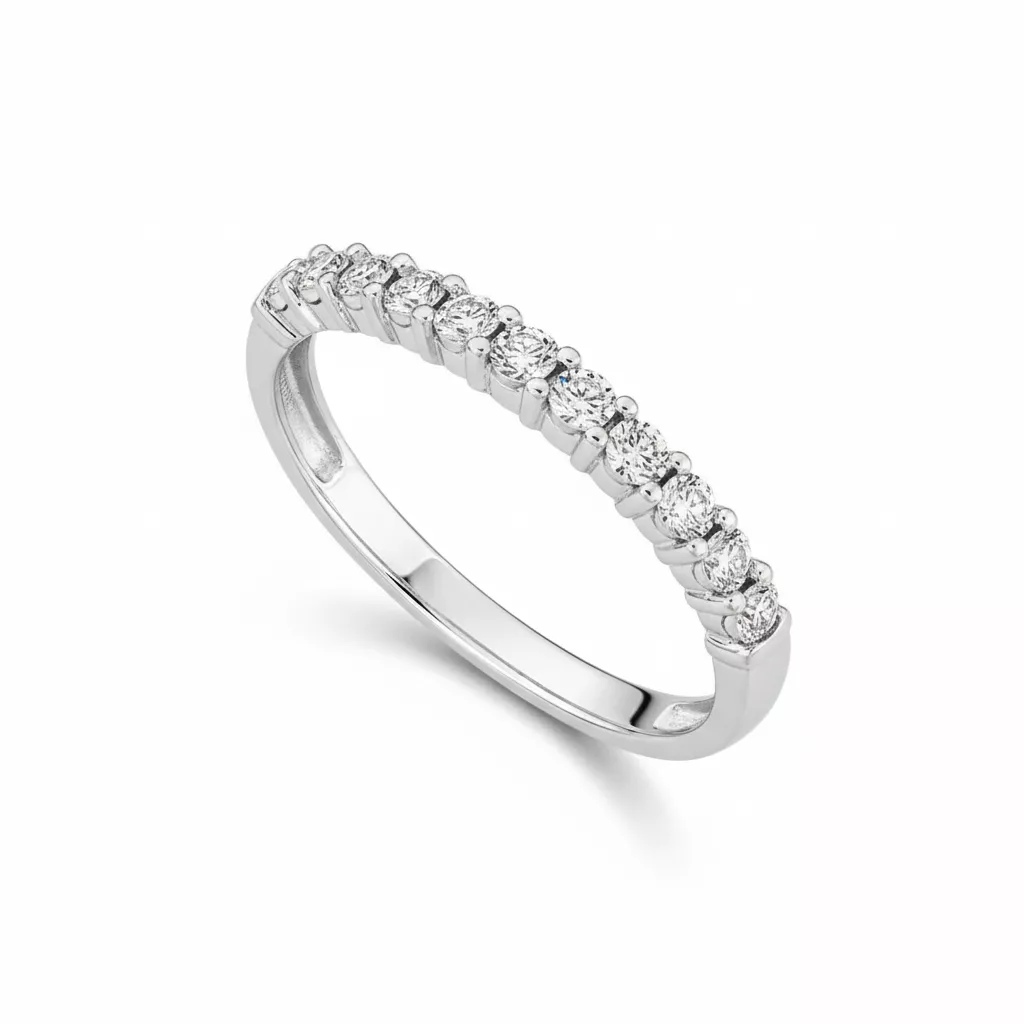 Alliance Or Blanc Genestia Diamant - Bague en Or 750 18k - Bijoux en Vogue