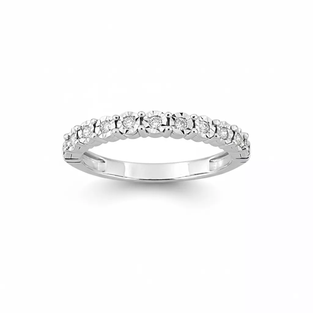 Alliance Or Blanc Ybirahima Diamant - Bague en Or 750 18k - Bijoux en Vogue