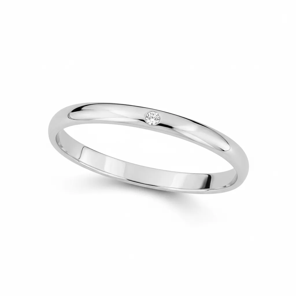 Alliance Or Blanc Sylverine Diamant - Bague en Or 750 18k - Bijoux en Vogue